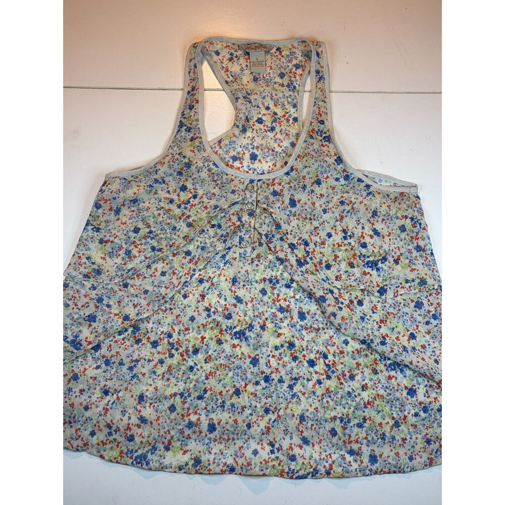 lightweight layered floral top with button down chest size L